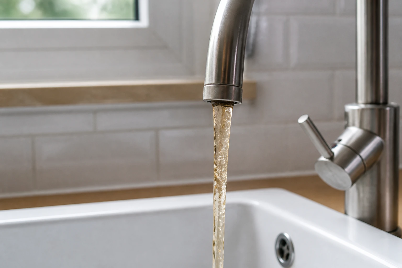 Eau jaune au robinet : origines et gestes à faire